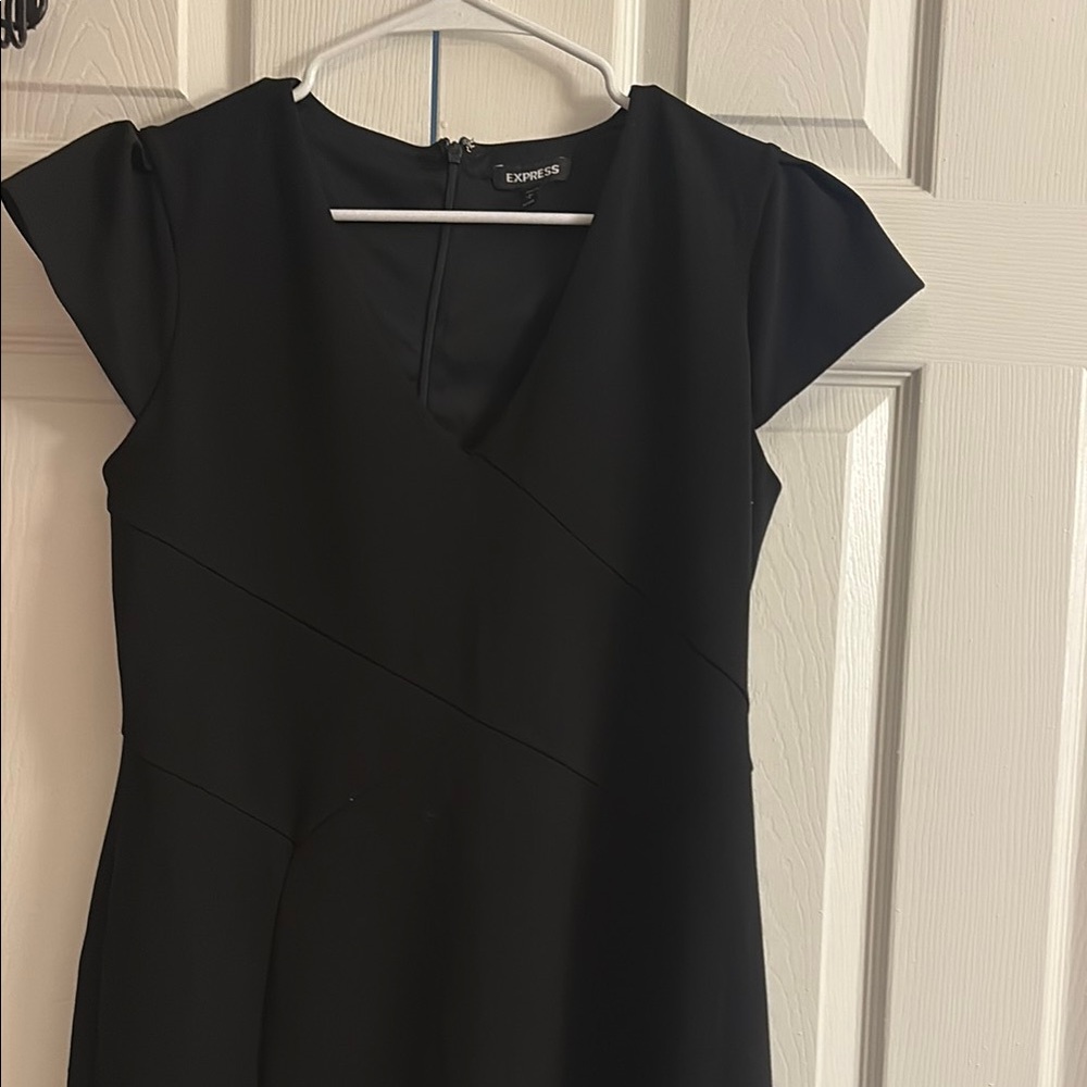 Express Black Sheath Mini Dress with Flutter Cap Sleeves